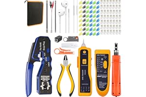 MAYLINE-TECH MAYLINE RJ45 RJ12 RJ11 CAT5 CAT6 Strumenti Kit di Rete Professionali, Cirmpatura per Cavi Rete Pinza Crimpatrice Manutenzione del Kit LAN Tester del Cavo Strumenti di Riparazione (Rosso)