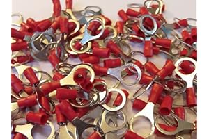 L.K.S CONNECTIONS red 10.5mm ring terminal crimp connector (for 10mm bolt/screw) 25 50 100 pack (100)