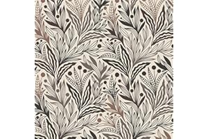 ICYEHAO Carta da Parati Jungle, 44 x 300cm Carta da Parati Adesiva Marrone Floreale Grigio Foglia Astratto Fiori Botanica Chiara Boho Pellicola Adesiva per Mobili,Camera da Letto,Soggiorno,Bagno,Cucina
