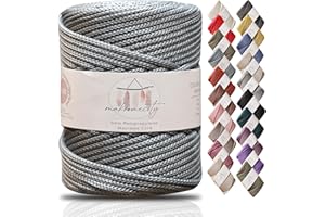 Makromecity Makramee Garn 5mm x 95m Premium Polyester Makramee Schnur Polypropylene Yarn Basteln für Wandbehänge Umhängetasche Handtasche Runner Schnullerkette Platzteller (Grau)