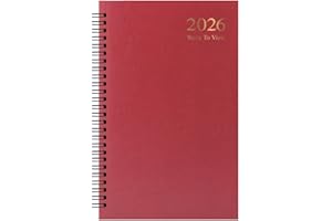 QUICKDRAW 2026 A5 Week to View Diary - Wiro Bound Hardback Journal - Full Year Weekly Organiser Planner (Red 2026)