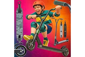 Sportana Trottinette 100mm Roues PU Guidon 360° ABEC 9 Trottinette StuntTrottinette Kickscooter Bande adhésive Enfants Adultes Châssis en Aluminium