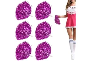Niuhong 6PCS Cheer Leader Poms Animadora Poms Accesorios Porristas Pom Bright Metallic Cheers Ball Squad Cheer Farben Pompons Poms Hand Flower Spirit Cheering Pom Colours Sports Games Team (Rosado)