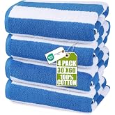 Utopia Towels - Large Beach Towels 30" x 60" (4 Pack) (Blue) | 100% Ring Spun Cotton - Soft, lightweight and durable fabric f