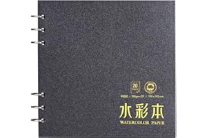 Lightwish Journal aquarelle carré, 100 % coton, 300 g/m², sans acide, 20 feuilles de papier aquarelle presse à froid pour artistes, adultes, étudiants, 19 x 20 cm
