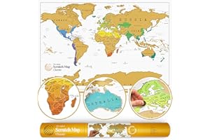 Luckies Of London, LUSCR, Mappa del Mondo - Regalo da viaggio ideale per Amanti di Viaggi – Gratta la Tua Via Nel Mondo, 82.5 x 59.4 cm