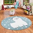 Maui Kids - Tapis pour enfant - motif lama alpaga Bleu Pastel