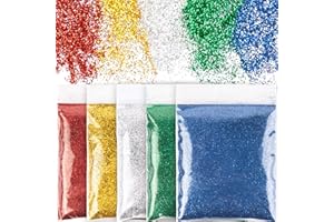 BOOMTOP 100g Poudre à Paillettes Rouge Vert Bleu Jaune Argent Peinture Pailletée Fines Scintillant en PET Accessoire Loisirs Créatif Décoration DIY Nail Boule de Neige pour Fête Noël Mariage Anniversaire