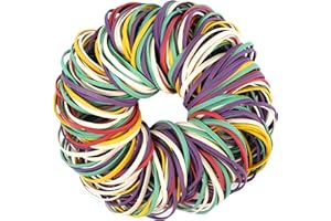 AOUOU Rubber Bands 220pcs 80mm x 3mm 5Colors Rubber Band Net Weight 190grams for Office School Home Strong Elastic Band Loop Office Supplies