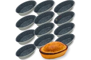 NAMAI 12 Stampi per Pasticiotti Leccesi, Formine per Pasticciotti Leccesi, Materiale in Alluminio, Rivestimento Antiaderente, Effetto Pietra Made in Italy 10,5 cm x 7cm, Adatti in Friggitrice ad Aria