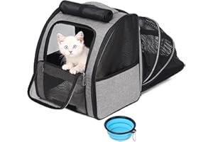 SUPERBE Mochila Gato Mochila Perro, Mochila Extensible para Perros Pequeños y Gatos, Aprobada por Aerolíneas, Diseño Ventilado para Viajes, Senderismo y Uso al Aire Libre (Gris)