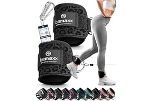 ‎BEMAXX bemaxx Fußschlaufen für Kabelzug 2er Set + eBook - Kickbacks Fussschlaufen Klettverschluss Gepolstert - Seilzug Ankle Foot Straps Fuß-Manschetten Schlaufen | Gym Zubehör Kraft-Sport Fitness Frau Mann