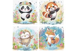 Wenfdrtr 4er Set Diamond Painting Kinder Tiere- 5D Diamant Painting Bilder Kinder Tiere, DIY Mosaik Basteln für Kreative Geschenk Mädchen Junge Ab 6 7 8 9 10 11 12 (15x15 cm)