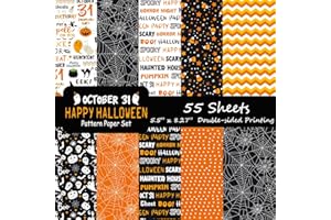 Morcheiong Lot de 55 feuilles de papier décoratif double face pour la fabrication de cartes, le scrapbooking, l'album photo, 10 motifs (orange, 14 x 21 cm)