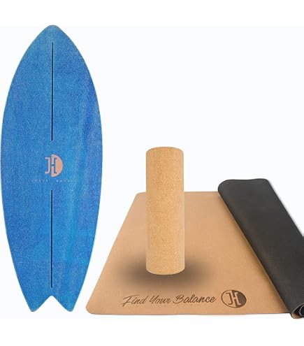 JUCKER HAWAII Balance Board Ocean Rocker In Bambù | Tavola Per Equilibrio In Legno Massello Con Rullo E Semisfera In Sughero – Perfetta Per Adulti E Bambini, Surf Training E Divertimento A Casa - 3