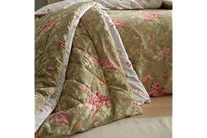 Catherine Lansfield Bridgerton 3.5 Tog Penelope Floral Reversible 200x200cm Eiderdown Bedspread Green