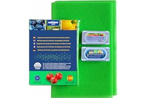 CUBIBOO®️ Frigo kit: 2xBase Conservante para Nevera (47x30 CM) + 2xNeutralizador de Olores de Carbon Activado - Alfombrilla para Cajones Verdura Frigorifico - Absorbe Olores - Antihumedad cajones