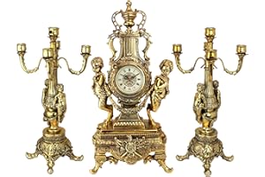 Design Toscano Chateau Beaumont Ensemble aus großer Standuhr und Kandelabern, 30,5 x 21,6 x 61 cm