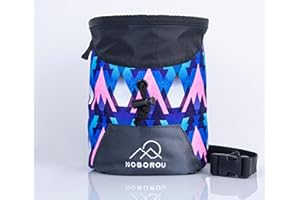 POWSAV Noborou Chalk Bag for Rock Climbing + Crossfit + Weightlifting | Bouldering Chalk Bag | Wide Opening | Large Zippered Pocket | Adjustable and Removable Belt