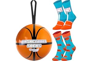 Rainbow Socks - Calzini Palla da basket - Regalo originale, gadget per un giocatore di basket, fan di basket, allenatore di gioco di squadra, sport - 2 paia di calzini lunghi da donna e da uomo