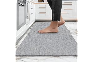 ishro home Cushion Noodle Mat for Home Entrance, Heavy Indoor Outdoor Anti Slip PVC Floor Mat for Bedroom, Kitchen, Absorbent Solid Mats Feet 2x3, Grey, Rectangle