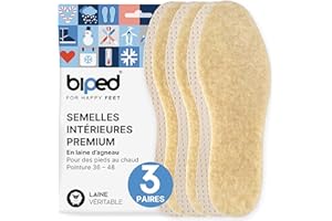 biped 3 paires de semelles hiver avec laine d'agneau - Semelles chaudes pour chaussures - Semelles extra douces pour femmes et hommes z2389(38)