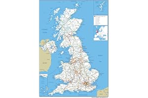 TIGER MOON THE TIGER MOON TRADING COMPANY LTD Road Map of the UK - Size A0-84.1 x 118.9cm - Paper Laminated