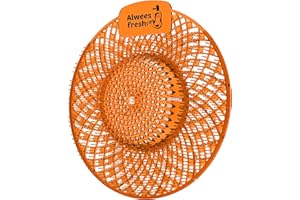 Alwees Fresh Spiral Urinal Mats - 4-in-1 Urinal Screen for Luxury Hotels, Restaurants, Bars - Anti-Splash, Odour-Neutralising, Clog-Proof, Cleaning-Block Equipped - Lasts 35 Days - 5-Pack, Mango