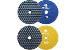 Waies Diamant Polissage Pad 125mm pour Polissage à Sec Marbre Granit Pierre Céramique (50-100)