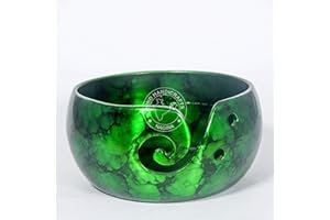 Hind Handicrafts Hochwertige, solide handgefertigte Metallic-Finish – tragbare Garn-Aufbewahrungsschale aus Aluminium – Halter für Strick- und Häkelnadelzubehör (15,2 x 15,2 x 7,6 cm, Wolkengrün)