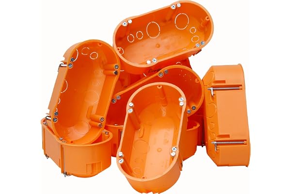 Kopp 10 x hålväggsbrytarlåda 2-fack, med dubbelkammare, isoleringsmaterial, burksdjup 47 mm, orange, 143 x 70 mm, 35250001, 10 st.