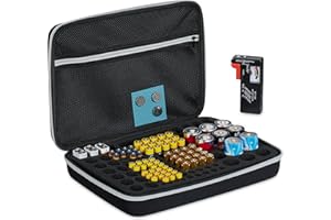Relaxdays Batteriekoffer mit Tester, für AA, AAA, C, D & 9V-Blockbatterie, Aufbewahrungsbox 134 Batterien, schwarz