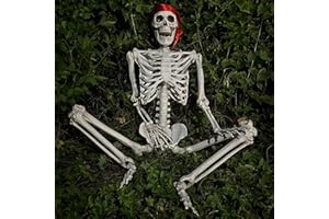 XMxoTxo 5.4Ft/165cm Halloween Posable Skeleton Decorations,Life Size Skeleton,Giant Skeleton,Realistic Full Body Human Bones for Outdoor Indoor Decorations and Haunted House Spooky Party Props