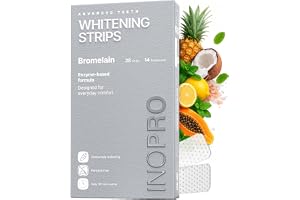 InoPro - Set med naturliga tandblekningsremsor 14 behandlingar: blekning för känsliga tänder, ingen peroxid, vita band som inte skadar emalj, fläckborttagning