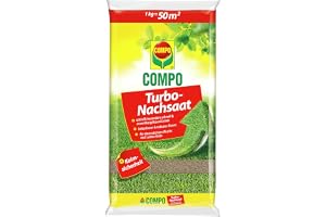 COMPO Turbo avsådd, gräsfrön, stänger särskilt snabbt och tillförlitligt luckor i gräsmattan, med grobarhet säkerhet, 1 kg, 5