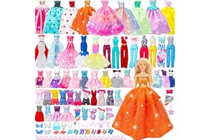DOLL STYLE STUDIO Doll Clothes Gift Set for 11.5 inch Doll and Barbie (56PCs - 2 Wedding Gowns, 2 Evening Dresses, 6 Fashion Dresses, 4 Casual Outfits, 2 Swimsuits, 10 Accessories, 10 Shoes, 20 Hangers, 56, Piece)