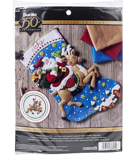 Bucilla Filz-Applikation 'Lebkuchen-Weihnachtsmann' – 45,7 Cm Strumpf-Bastelset Mit Perlen & Pailletten