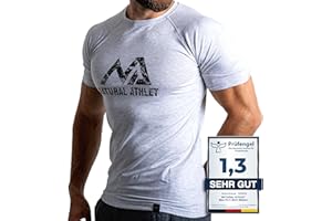 Natural Athlet Slim-Fit Fitness Tshirt für Herren – Enges & langes schnelltrocknendes Männer Kurzarm Gym T-Shirt – für Sport, Gym, Fitnessstudio, Workout, Bodybuilding und Krafttraining
