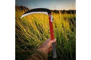 A2ZWORLD Faucille pliable 39 cm, jardinage multi-usages, faucille d'herbe pour désherbage, faucille de sécurité portable pour la randonnée d'urgence, outils faux, lame 21 cm