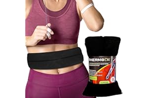 ThermoDR Wheat Bags Microwavable Heat Pack - Body Wrap Microwave Unscented Heat Pad with UK Cleaned Wheat for Body Discomfort, Back, Shoulder, Stomach & Neck with Elasticated Straps - Black