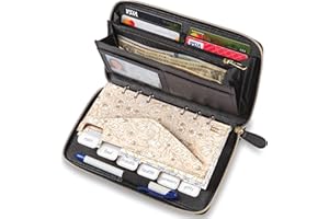 THREE WAY CUT Cash Envelope Wallet All in One Budget System with 12x Tabbed Cash Envelopes, 12x Monthly Budget Cards,1x Yearly Budget Planner Sheet Complete Money Organizer Set for Cash RFID Blocking