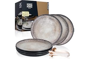 Moritz & Moritz Set de 6 Platos de Postre Beige - Vajilla Platos 6 Personas - Porcelana apta para lavavajillas y microondas