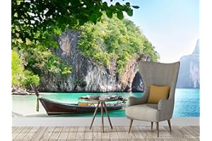 Oedim Fotomural Vinilo Adhesivo Barco Pescador, 150x100cm, Vinilo Adhesivo Decorativo para Habitaciones, decoración para Paredes.