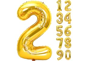 JARTTY Palloncino Numero 2 Oro (102cm), Palloncini Compleanno 2 Anni, Numeri Gonfiabili Compleanno Grandi, Palloncino Numero Foil Gigante