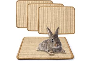 JanYoo 3 Stück Kratzmatte für Kaninchen 40x30cm, Sisal-Pads zum Kauen, Spielen und Kratzen, Schutz für Möbel und Pfoten, Beige