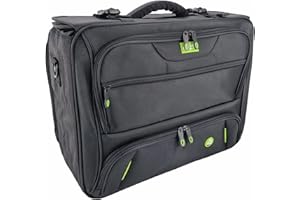 OECOVERDE Soft Pilotenkoffer aus RPET in schwarz 46208 | Leichtgewicht mit Laptopfach, Fächertasche, Schultergurt | Aktenkoff