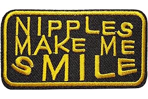PATCH CAMELEON-SHOP Écusson Les Mamelons Me font Sourire Patch Biker Motard Thermocollant 4,9x9,1cm Cameleon-Shop