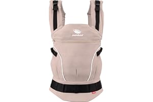 manduca First - Mochila Portabebés Ajustable (3,5-20 kg) - Portabebés Para Porteo Frontal, a la Cadera y a la Espalda - Polvo/albaricoque