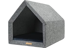 Rexproduct - PetHome Hundehütte mit Liegefläche und Dach I Biss- und Kratzfest I Gute Schalldämmung I Umweltfreundlich & Einfach zu Montieren I Größe M (70x52x54 cm) - Dunkelgrau und Marineblau