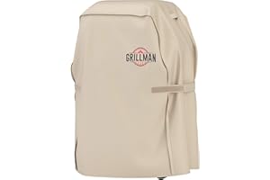 Grillman Premium Copertura per Barbecue, Copertura per Barbecue a Gas per Weber, Brinkmann, Char Broil ETC. Resistente agli Urti, ai Raggi UV e all'Acqua (76 cm, Marrone Chiaro)